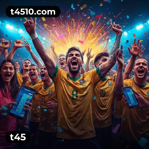 App t45 para iOS e Android — interface mobile, login biométrico e PIX integrado